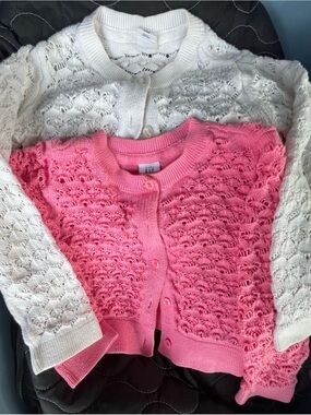 Baby Gap Toddler Girl Pink and White Cardigan Bundle (Size 4T)